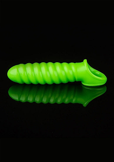 Ouch! Glow in the Dark Swirl Stretchy Penis Sleeve 6.2in Neon Green