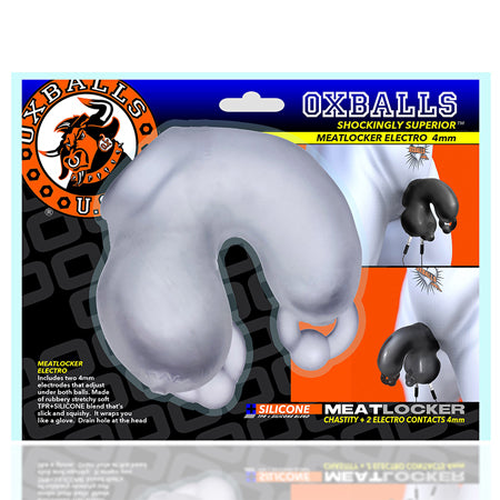 Oxballs Meatlocker Electro Shocking Chastity - Clear Ice