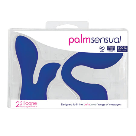PalmPower PalmSensual Attachments 2-Piece Silicone Massager Heads Blue