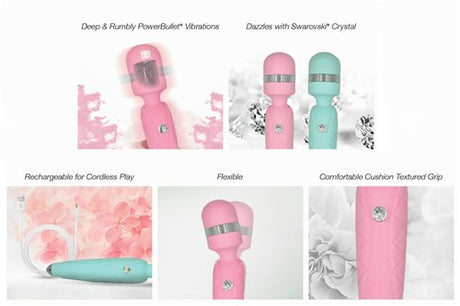 Pillow Talk Cheeky Wand Vibrator - Teal - Pink