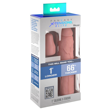 Fantasy X-tensions Elite 1 in. Silicone Penis Extension Beige