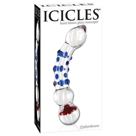 Icicles No. 18 Curved Glass Dildo Blue 7.5 inch