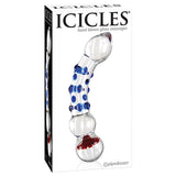 Icicles No. 18 Curved Glass Dildo Blue 7.5 inch