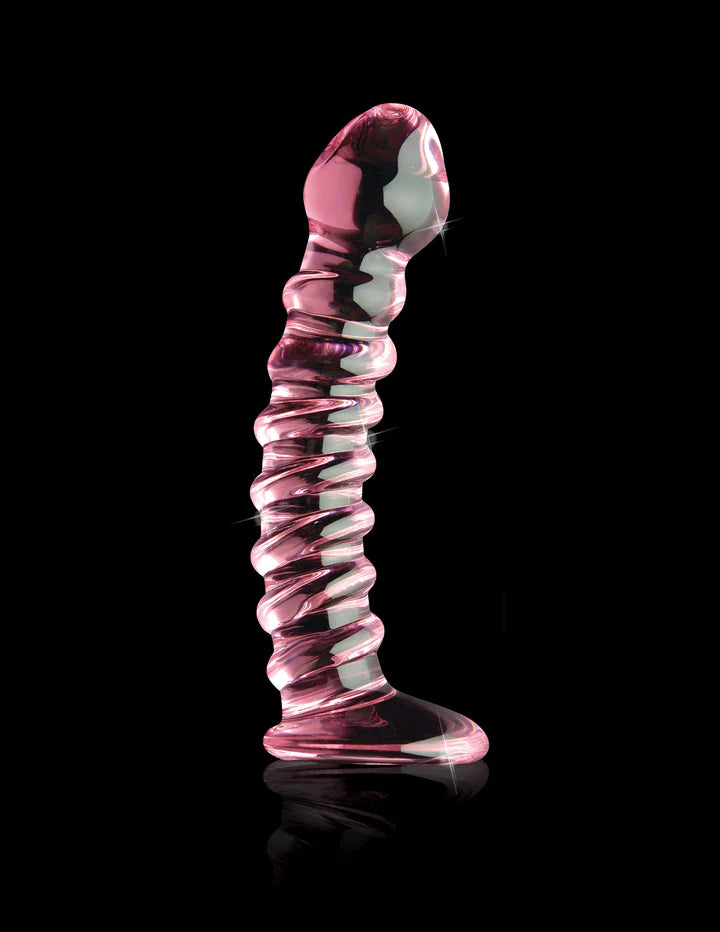 Icicles No. 28 Curved Ribbed Glass Dildo 7.25 inch