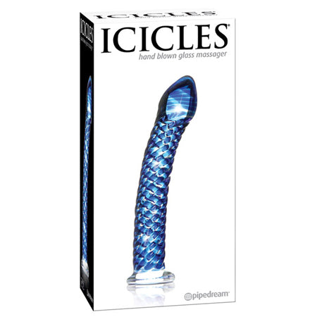 Icicles No. 29 Curved Glass Dildo Blue 7.25 inch