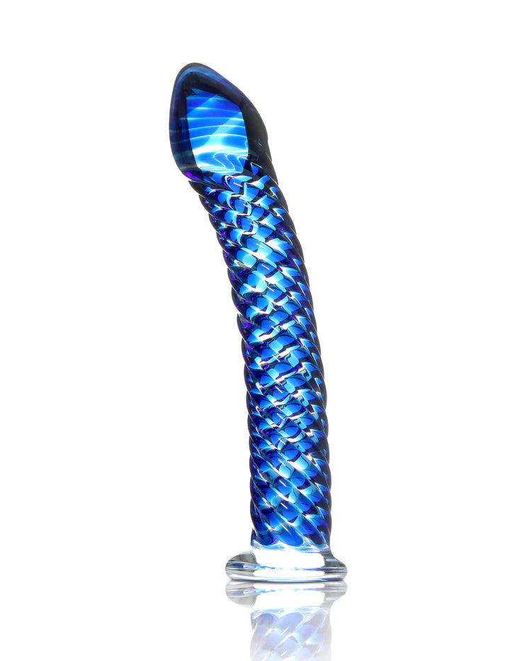 Icicles No. 29 Curved Glass Dildo Blue 7.25 inch