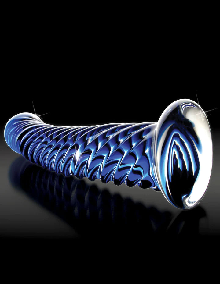 Icicles No. 29 Curved Glass Dildo Blue 7.25 inch