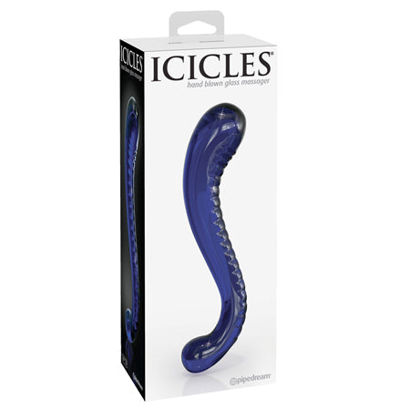 Icicles No. 70 Curved Dual-Ended Glass Dildo Blue