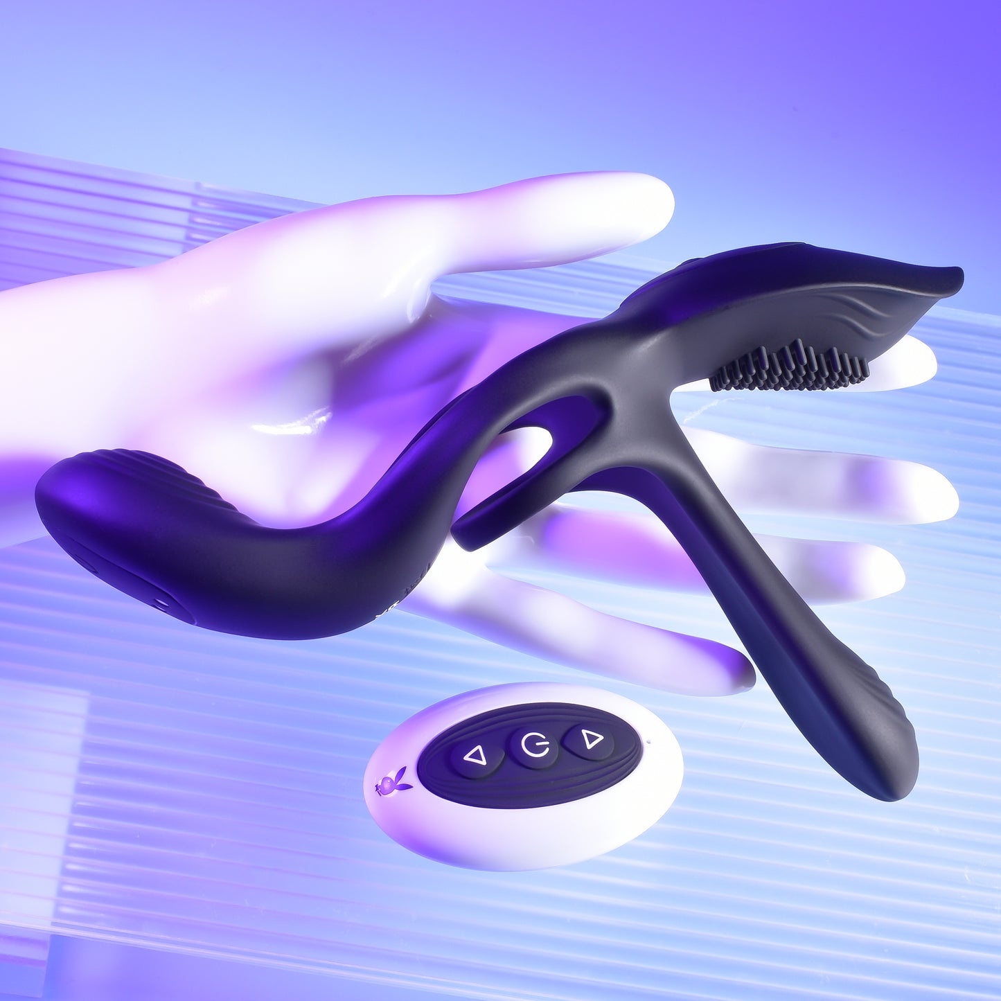Playboy The 3 Way Remote Controlled Vibrating Cockring with Stimulator 