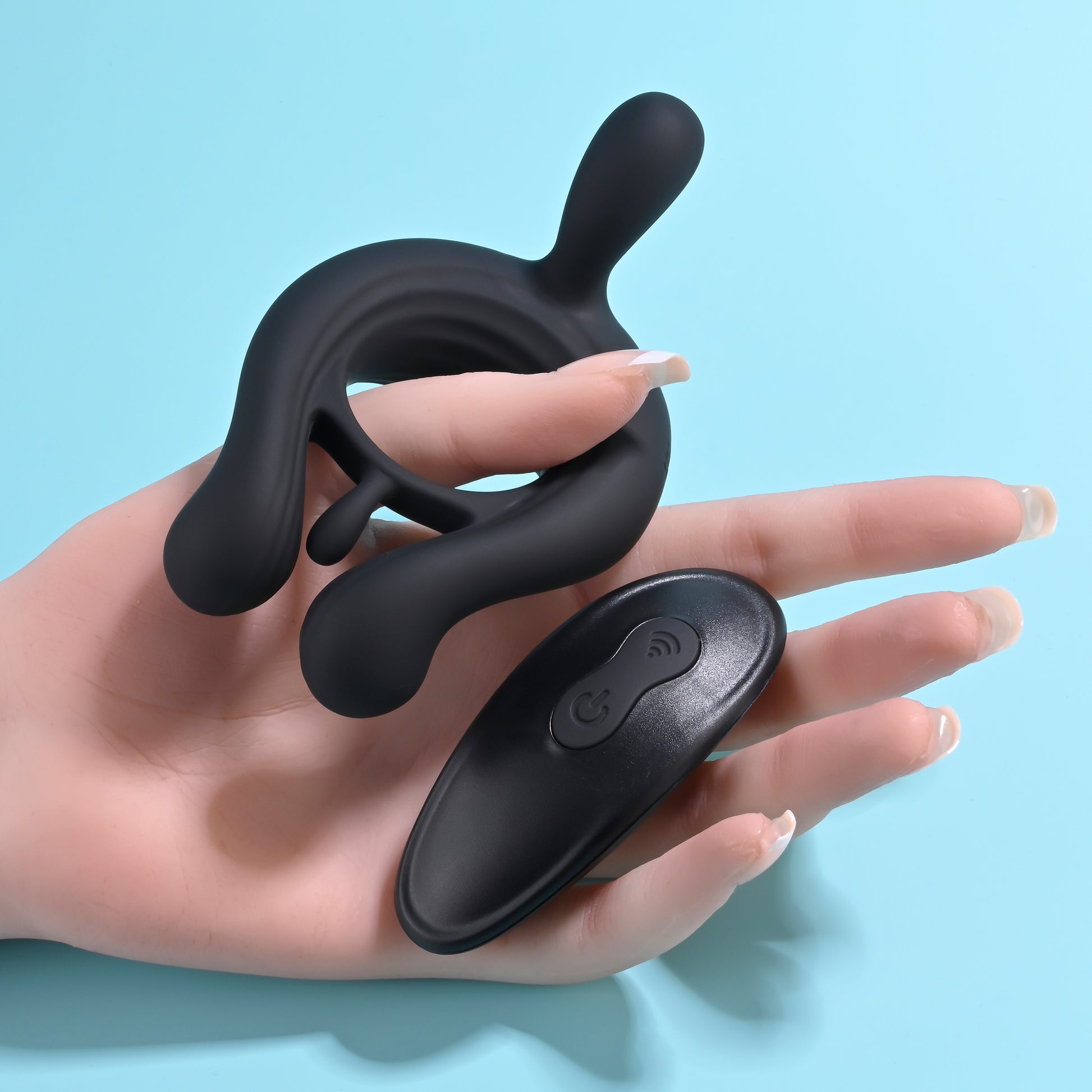 Playboy Triple Play Remote Controlled Vibrating Cockring with Stimulator 