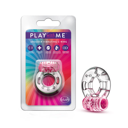 Play With Me Arouser Vibrating C-Ring - Green - Pink