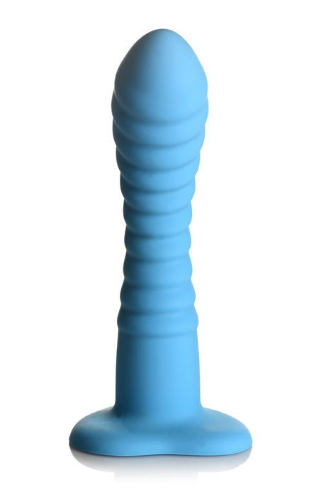 Simply Sweet Ribbed 7 in. Silicone Dildo Blue