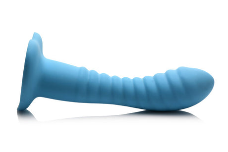 Simply Sweet Ribbed 7 in. Silicone Dildo Blue