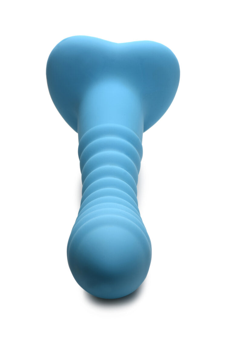 Simply Sweet Ribbed 7 in. Silicone Dildo Blue