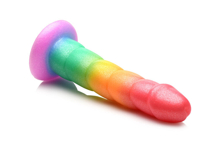 Simply Sweet Swirl 6.5 in. Silicone Rainbow Dildo