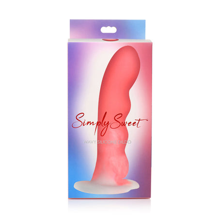 Simply Sweet Wavy 8 in. Silicone Dildo Pink White