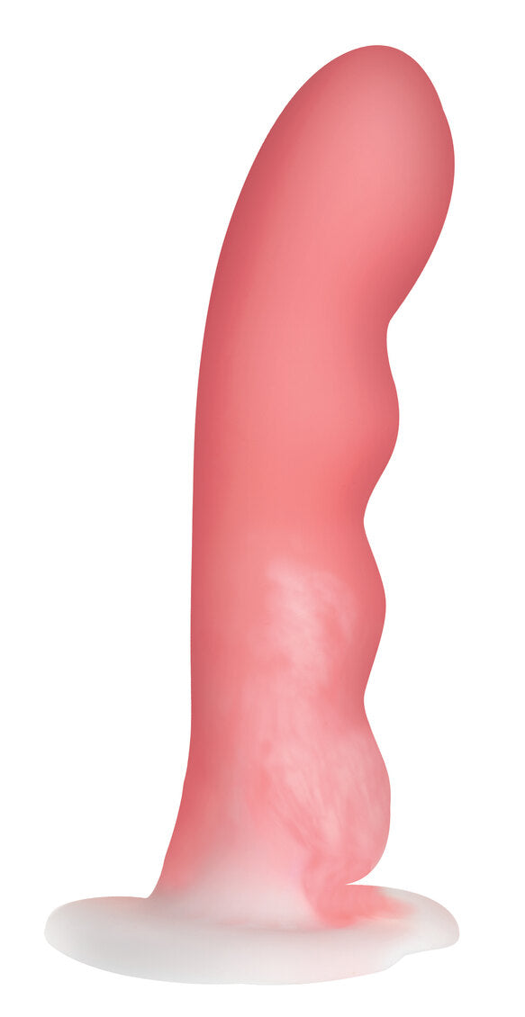 Simply Sweet Wavy 8 in. Silicone Dildo Pink White
