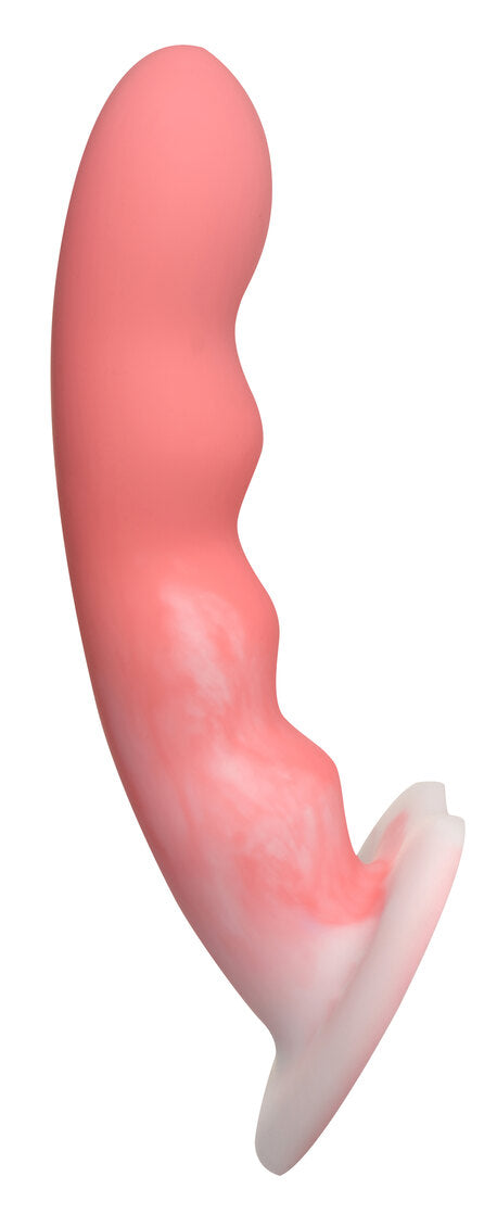 Simply Sweet Wavy 8 in. Silicone Dildo Pink White