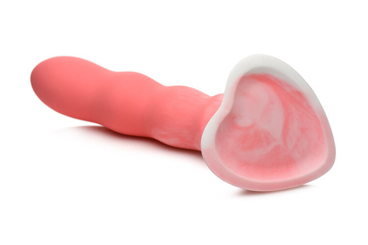 Simply Sweet Wavy 8 in. Silicone Dildo Pink White