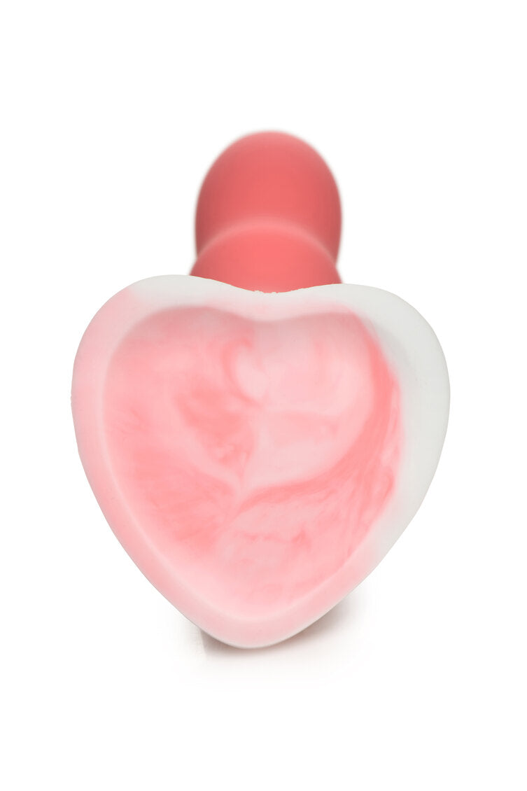 Simply Sweet Wavy 8 in. Silicone Dildo Pink White