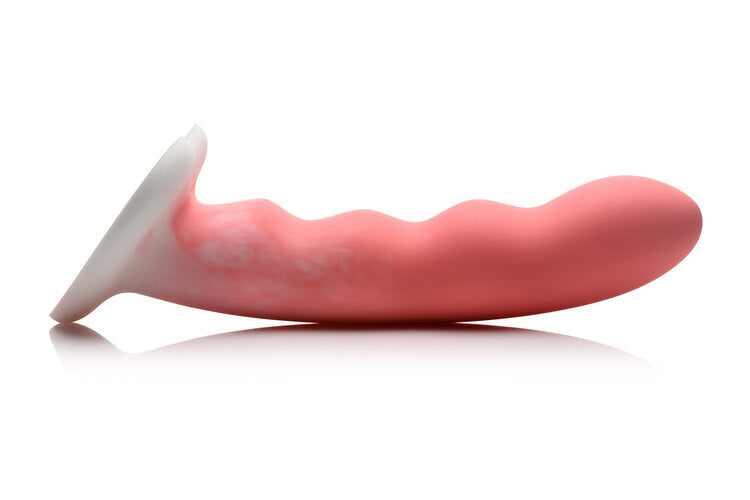 Simply Sweet Wavy 8 in. Silicone Dildo Pink White