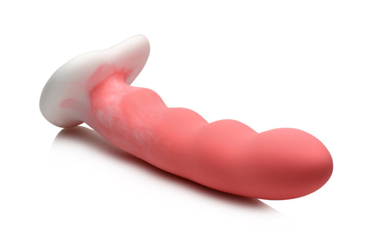 Simply Sweet Wavy 8 in. Silicone Dildo Pink White