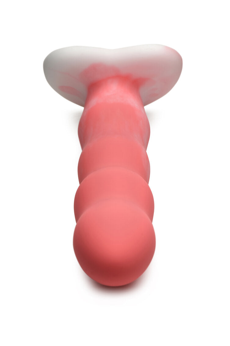 Simply Sweet Wavy 8 in. Silicone Dildo Pink White