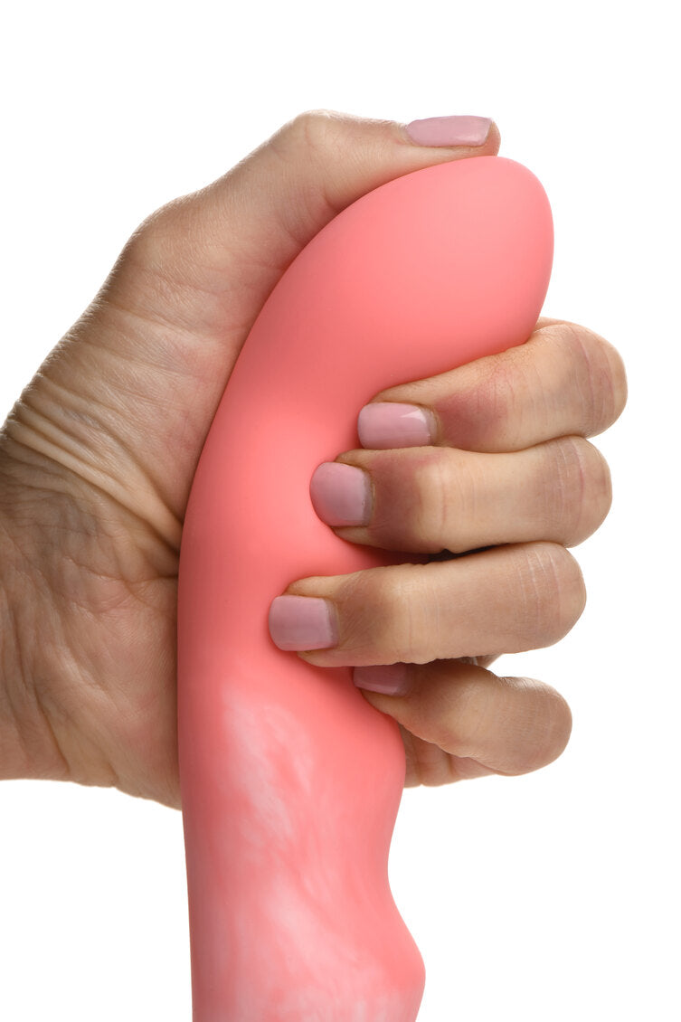 Simply Sweet Wavy 8 in. Silicone Dildo Pink White