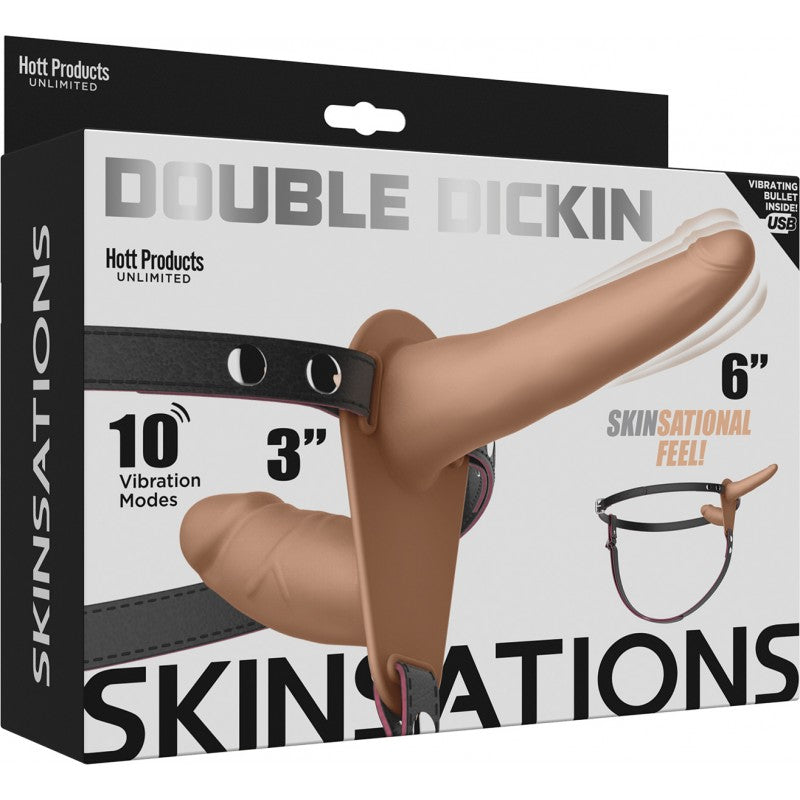 Skinsations Double Dickin' Vibrating Silicone Dildo Strap-On