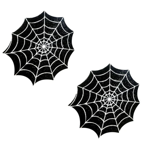 Glitter Blacklight Spider Web Nipple Cover Pasties