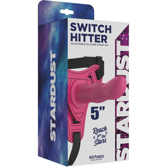 Stardust Switch Hitter Strap-On Silicone Dildo With Harness 5 in. Pink