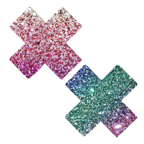 Multicolor Chunky Glitter X Factor Nipple Cover Pasties