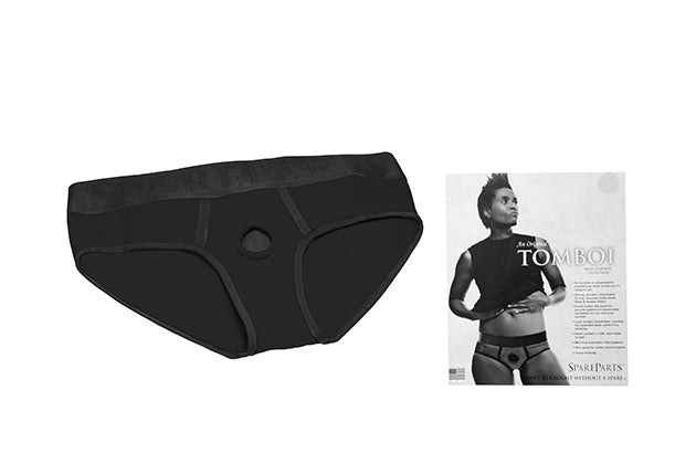 SpareParts Tomboi Nylon Harness Briefs Black - All Sizes