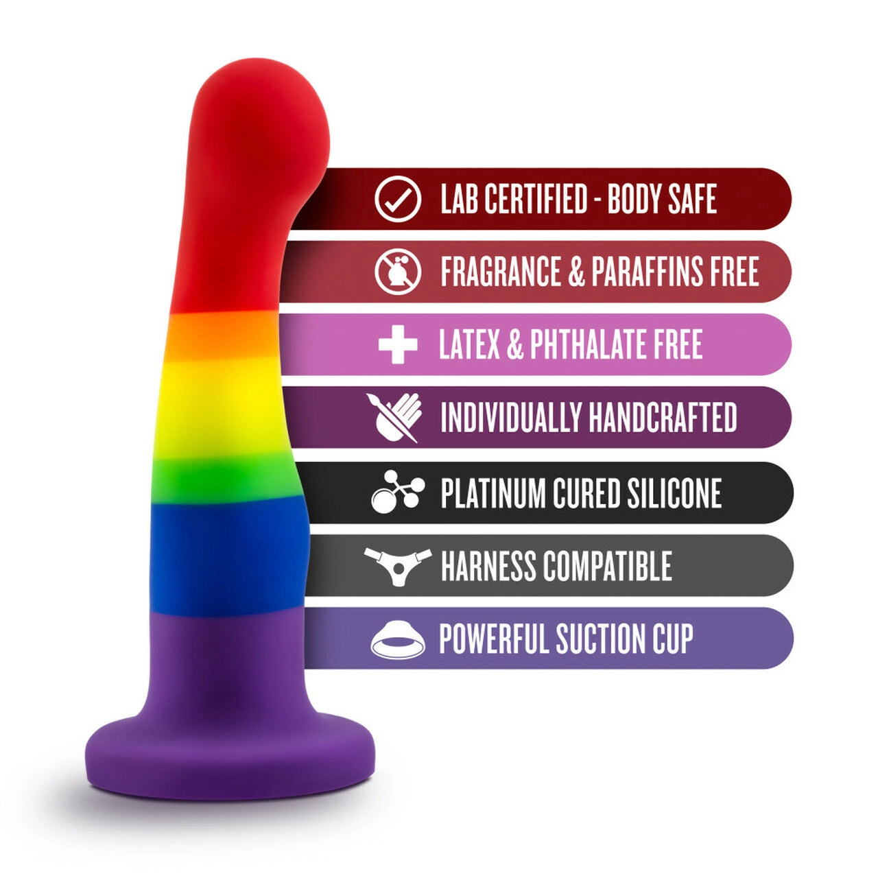 Avant Pride P1 - Freedom Rainbow G Spot/Prostate Dildo
