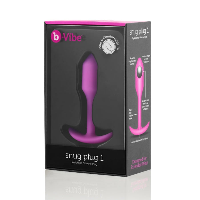 b-Vibe Snug Plug 1 Butt Plug - All Colors fuchsia, black, violet, mint