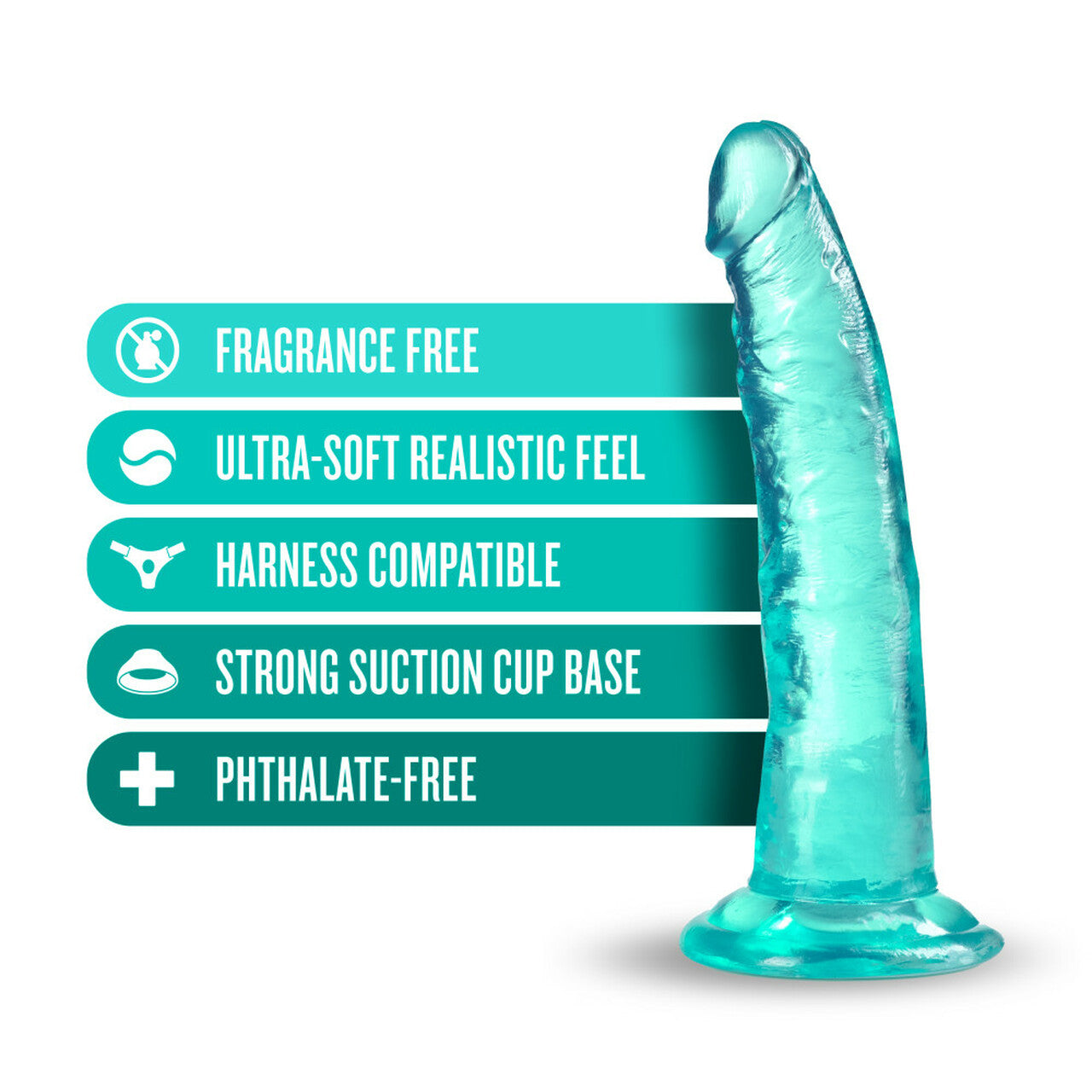 B Yours Plus - Lust n’ Thrust Suction Dildo - Teal
