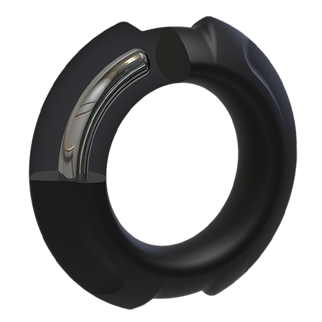 OptiMALE FlexiSteel Silicone Metal Core CockRing 2 sizes- Blue - Black