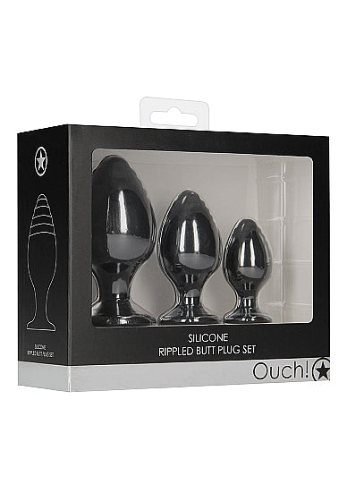 Ouch Rippled Silicone Butt Plug Set