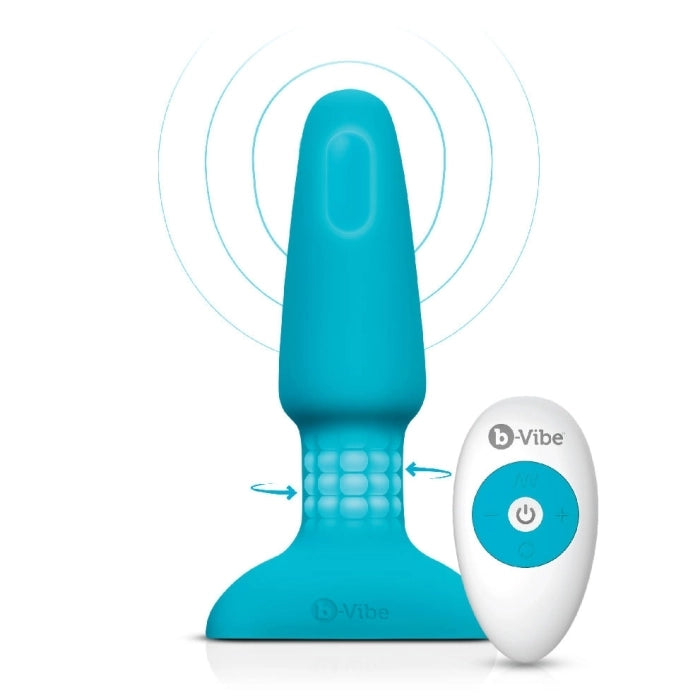 b-Vibe Silicone Vibrating Remote Controlled Waterproof Anal Butt Plug - Teal