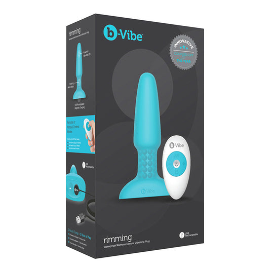 b-Vibe Silicone Vibrating Remote Controlled Waterproof Anal Butt Plug - Teal