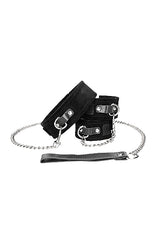 Ouch! Velcro Collar With Leash And Wrist Cuffs - Black