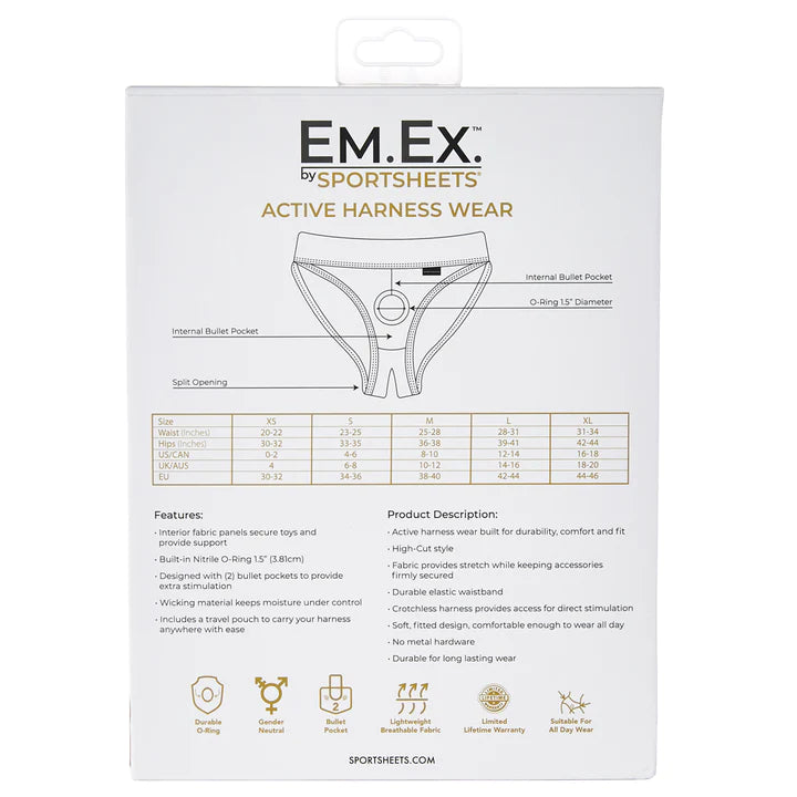 SportSheets Em.Ex. Silhouette O-Ring Harness - Black