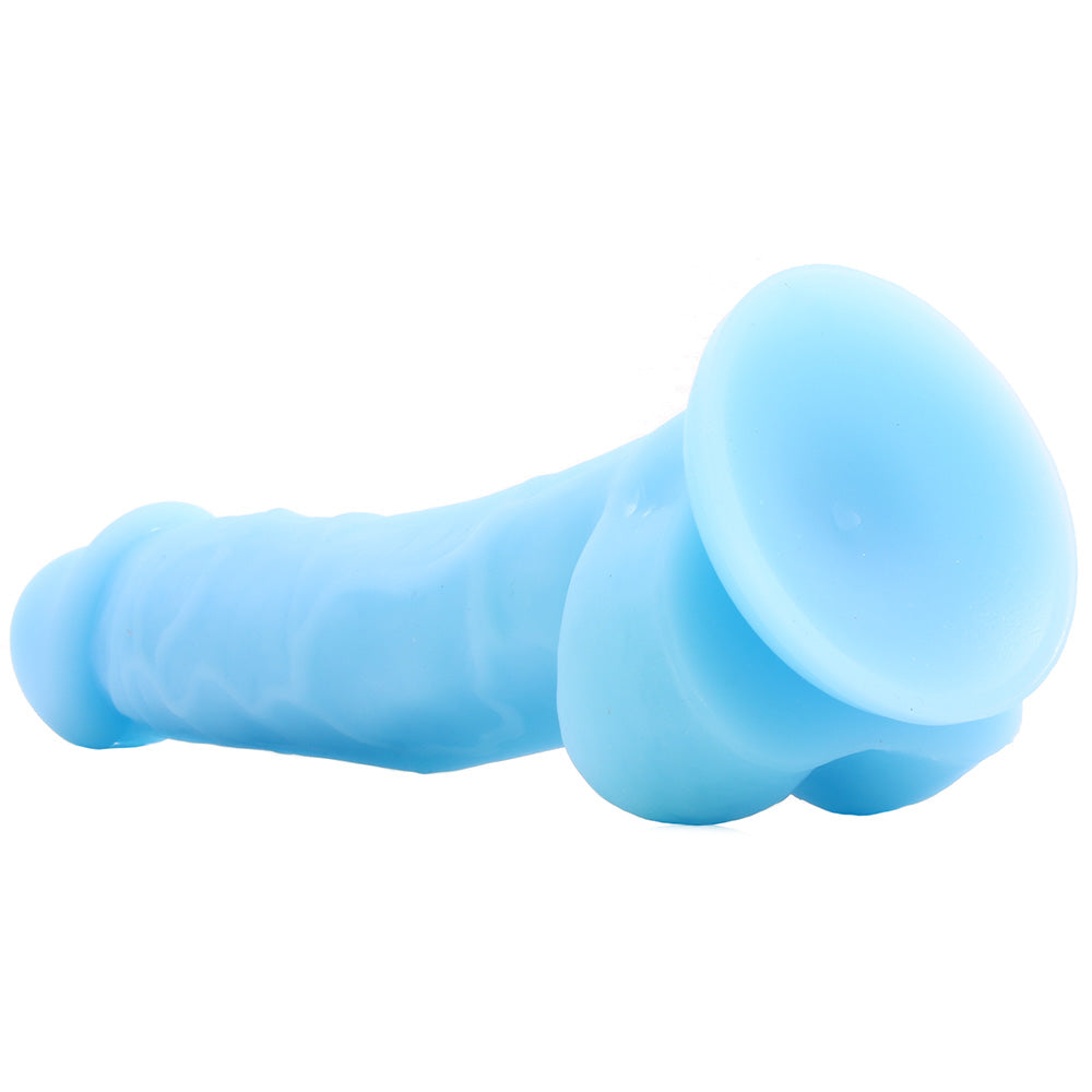 Firefly 5 Inch Pleasures Glowing Silicone Dildo in Blue
