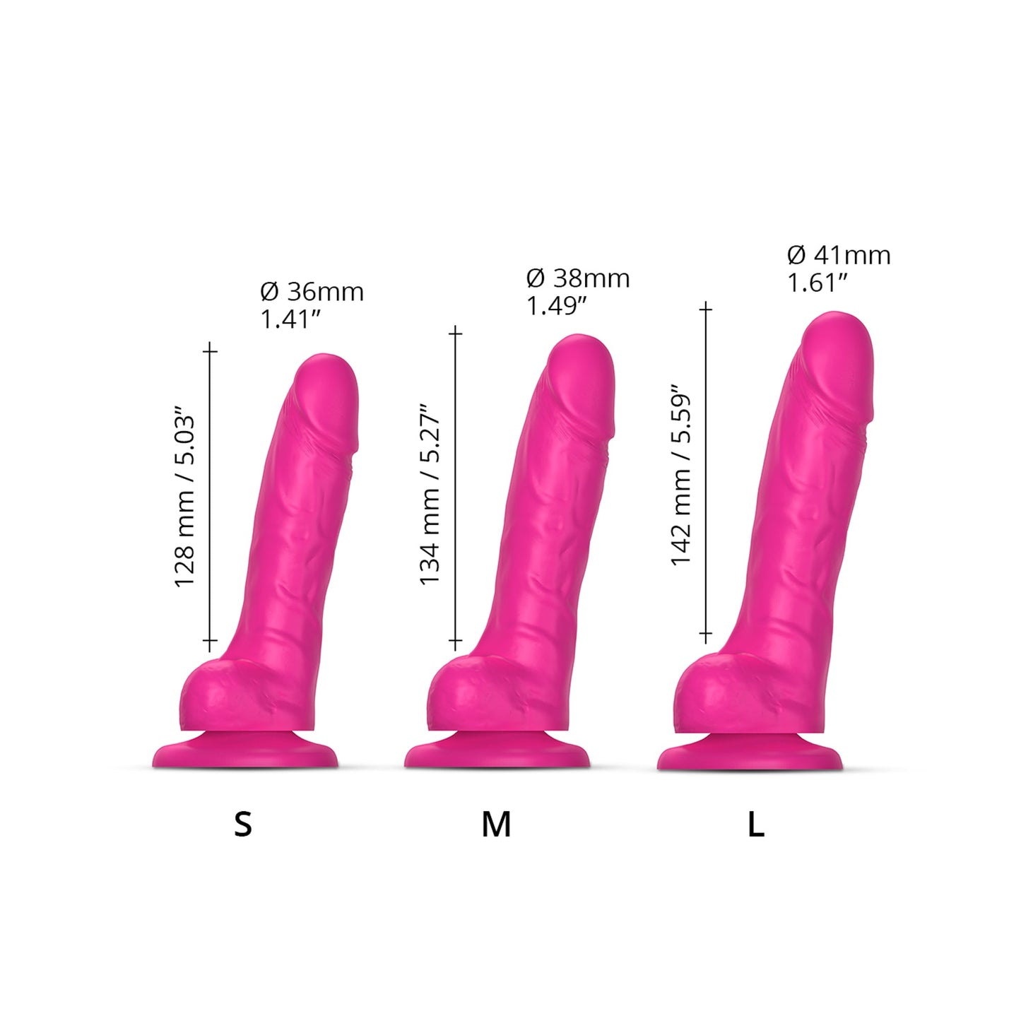 Strap-On-Me Sliding Skin Realistic Dual-Density Dildo Fuchsia S