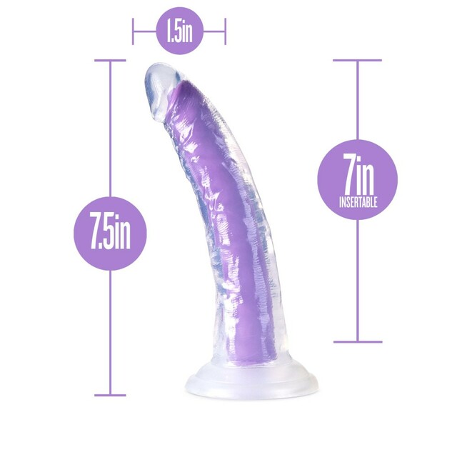 Neo Elite Glow-in-the-Dark - 7-inch Silicone Dual Density Suction Dildo - Neon Purple