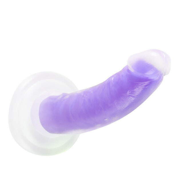 Neo Elite Glow-in-the-Dark - 7-inch Silicone Dual Density Suction Dildo - Neon Purple