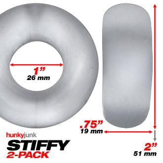 OxBalls HunkyJunk Stiffy 2-Pack Bulge Cockrings - Clear Ice