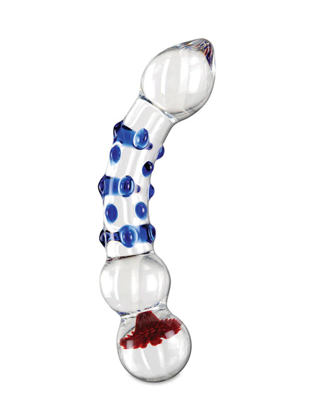 Icicles No. 18 Curved Glass Dildo Blue 7.5 inch