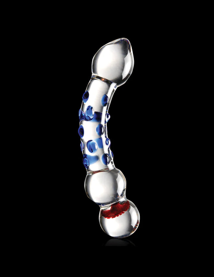 Icicles No. 18 Curved Glass Dildo Blue 7.5 inch