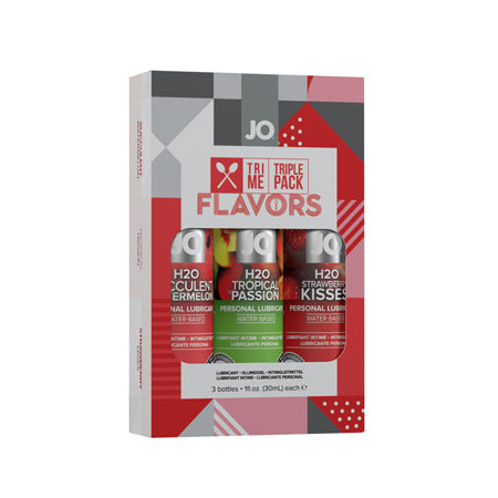 JO H20 Flavored Lubricants Limited Edition - Tri-Me Triple Pack - Watermelon Tropical Passion Strawberry Flavors